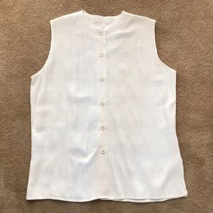 Petite white sleeveless blouse